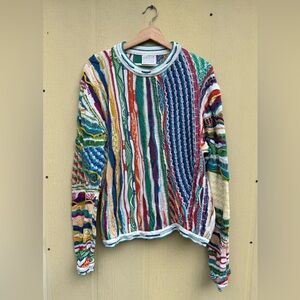 Vintage 90s Coogi Cotton 3D Knitted multicolor sweater Large Australia Made/Read